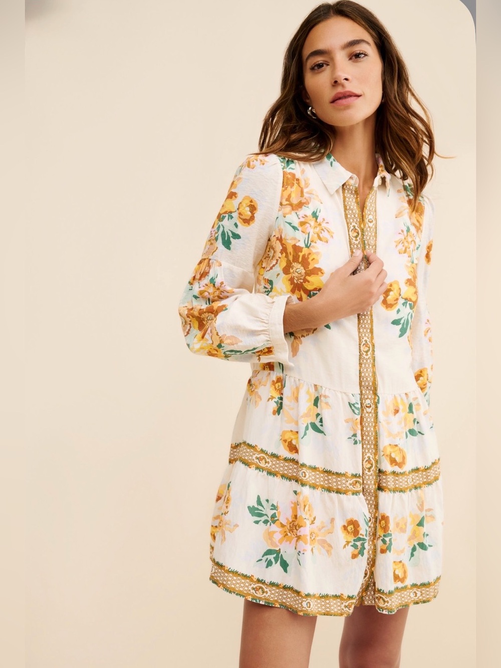 Anthropologie Panel Print Mini Shirtdress | S